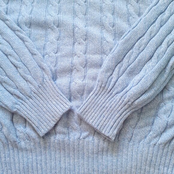 Loro Piana Men Cashmere Cable Knit Crewneck Sweater Light Blue Size 58/Size 3XL - Picture 8 of 12
